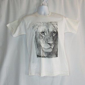 Vintage On Safari Photogenic Lion Face Sketch T-Shirt Size M